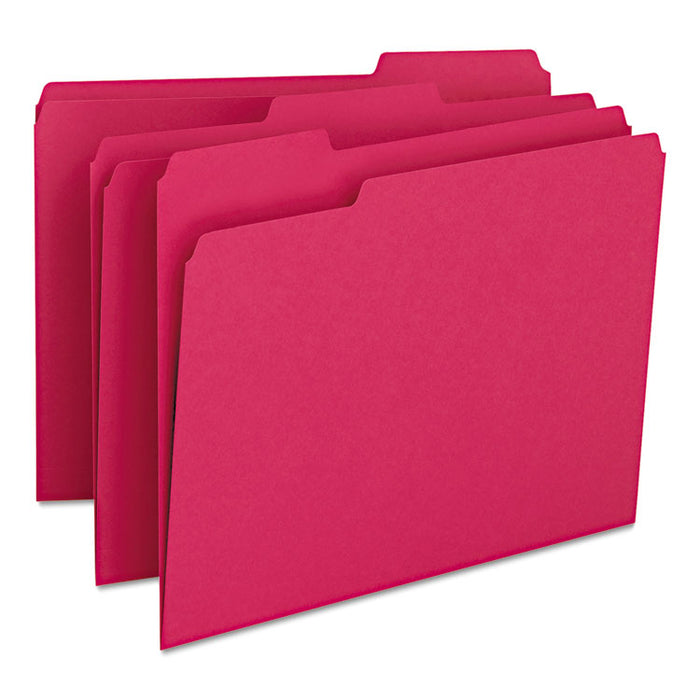 Colored File Folders, 1/3-Cut Tabs: Assorted, Letter Size, 0.75" Expansion, Red, 100/Box