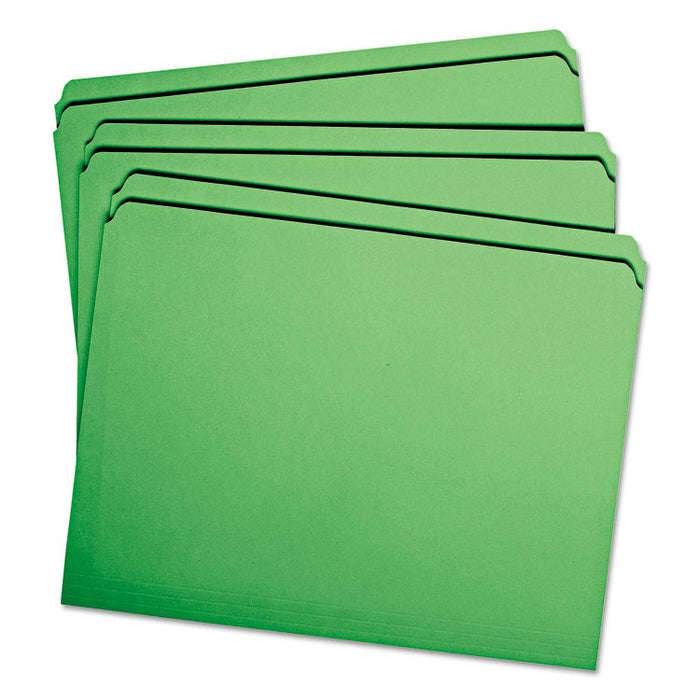 Reinforced Top Tab Colored File Folders, Straight Tabs, Letter Size, 0.75" Expansion, Green, 100/Box