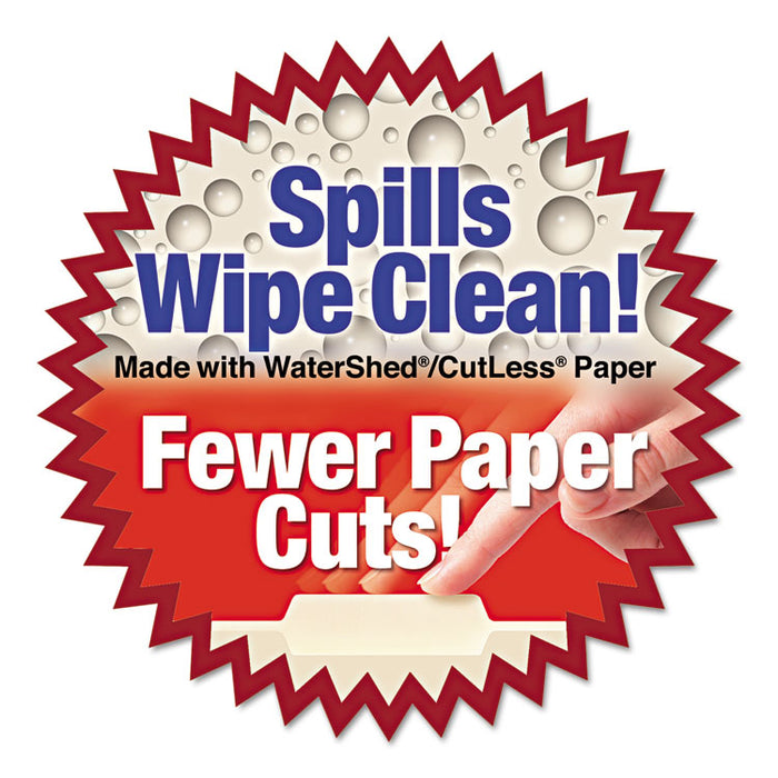 WaterShed/CutLess File Folders, 1/3-Cut Tabs: Assorted, Letter Size, 0.75" Expansion, Assorted Colors, 100/Box