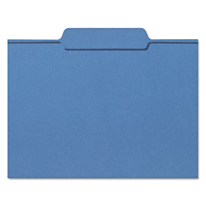 Colored File Folders, 1/3-Cut Tabs: Assorted, Letter Size, 0.75" Expansion, Blue, 100/Box