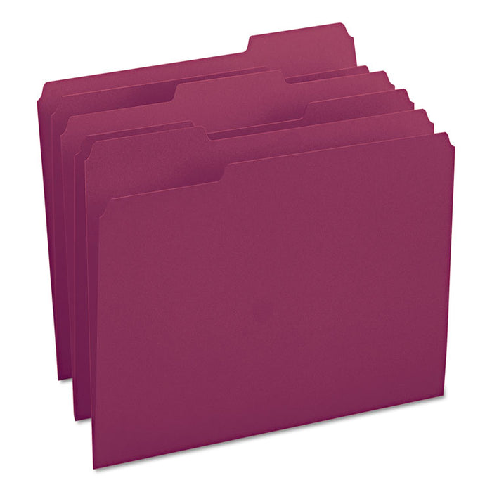 Colored File Folders, 1/3-Cut Tabs, Letter Size, Maroon, 100/Box