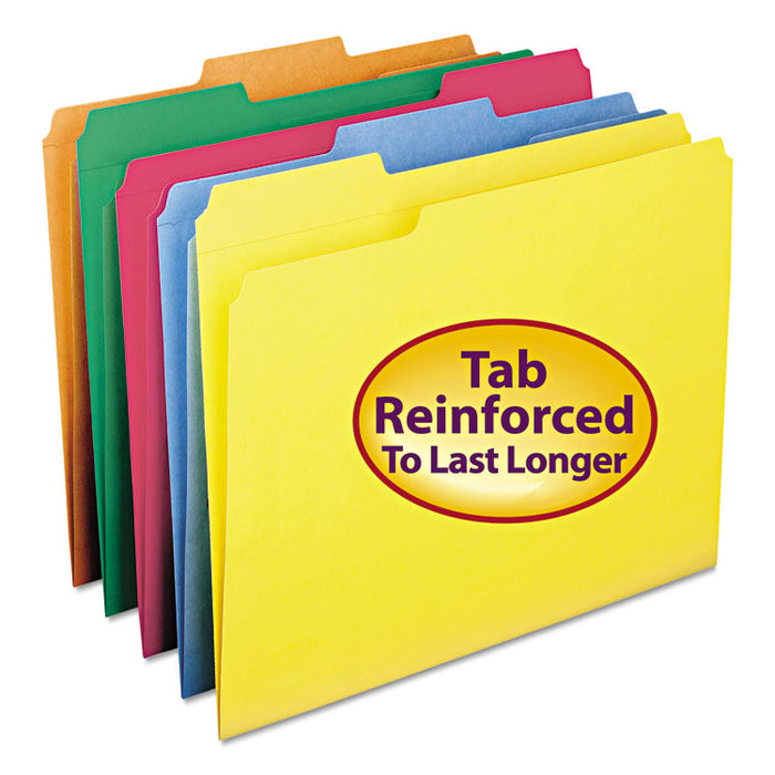 Reinforced Top Tab Colored File Folders, 1/3-Cut Tabs: Assorted, Letter Size, 0.75" Expansion, Green, 100/Box