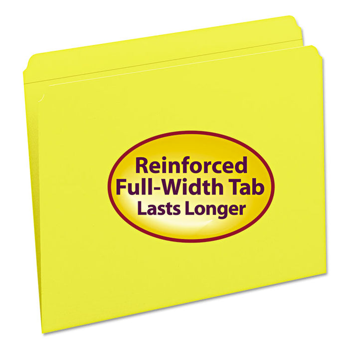Reinforced Top Tab Colored File Folders, Straight Tab, Letter Size, Yellow, 100/Box