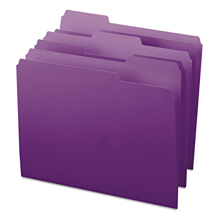 Colored File Folders, 1/3-Cut Tabs, Letter Size, Purple, 100/Box