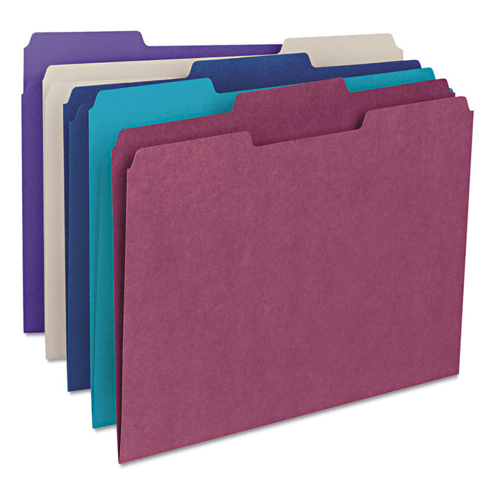 Colored File Folders, 1/3-Cut Tabs, Letter Size, Maroon, 100/Box