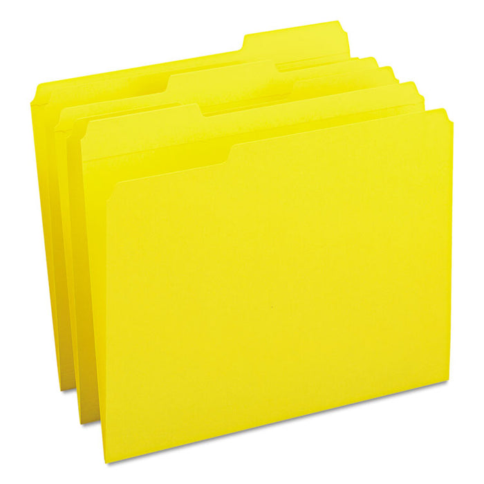Reinforced Top Tab Colored File Folders, 1/3-Cut Tabs: Assorted, Letter Size, 0.75" Expansion, Yellow, 100/Box