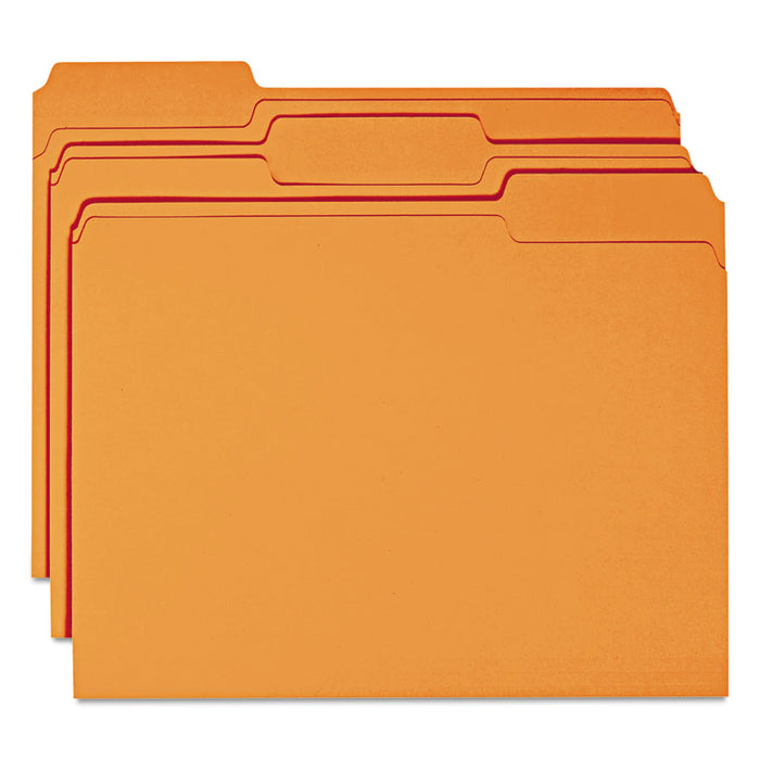 Colored File Folders, 1/3-Cut Tabs, Letter Size, Orange, 100/Box