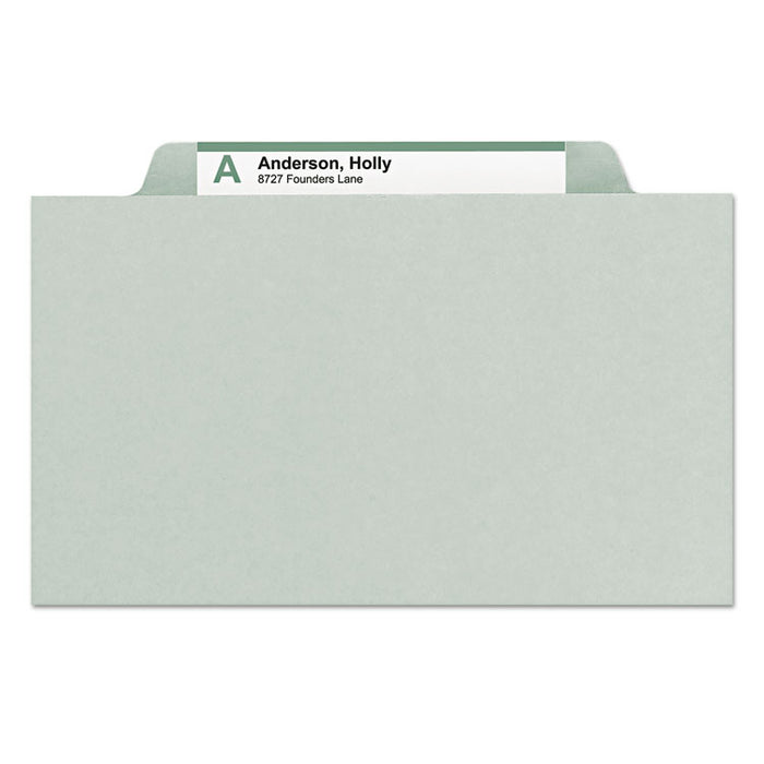 Expanding Recycled Heavy Pressboard Folders, 1/3-Cut Tabs: Assorted, Letter Size, 1" Expansion, Gray-Green, 25/Box