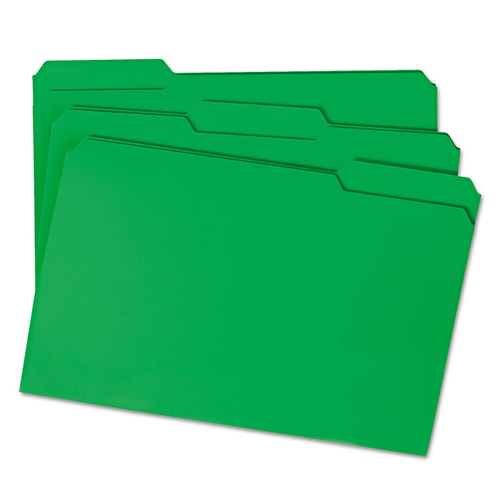 Reinforced Top Tab Colored File Folders, 1/3-Cut Tabs: Assorted, Legal Size, 0.75" Expansion, Green, 100/Box