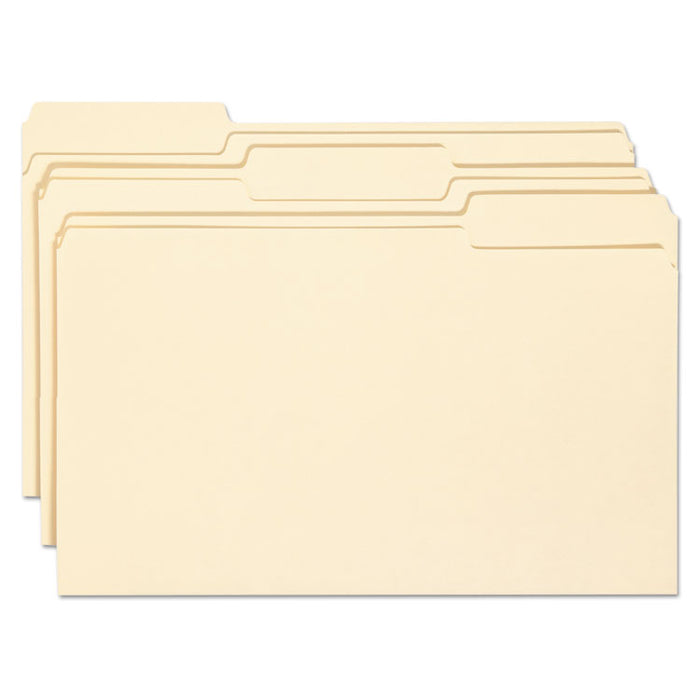 Top Tab File Folders with Antimicrobial Product Protection, 1/3-Cut Tabs: Assorted, Legal, 0.75" Expansion, Manila, 100/Box