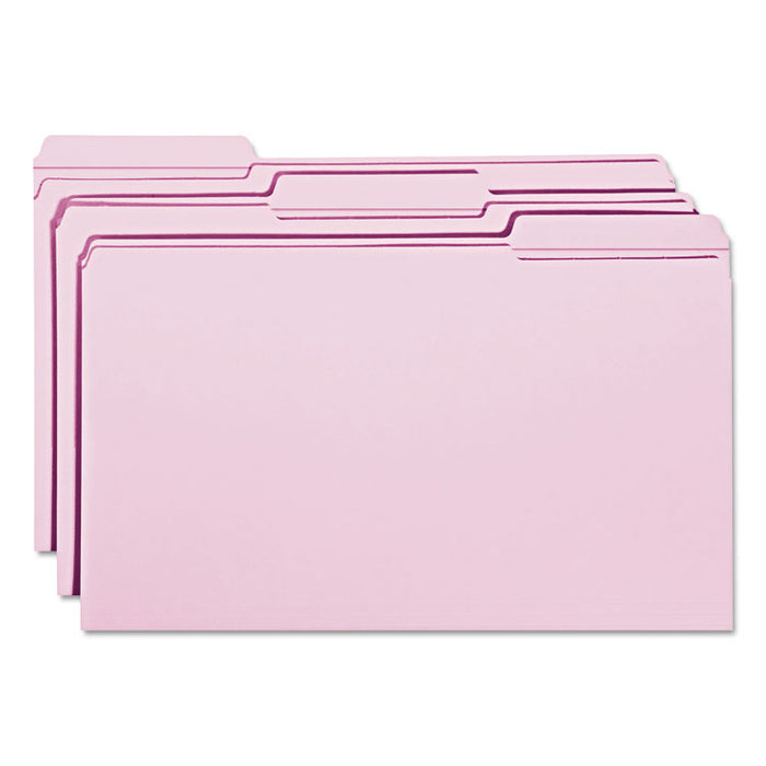 Reinforced Top Tab Colored File Folders, 1/3-Cut Tabs: Assorted, Legal Size, 0.75" Expansion, Lavender, 100/Box