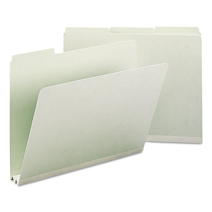 Expanding Recycled Heavy Pressboard Folders, 1/3-Cut Tabs: Assorted, Letter Size, 2" Expansion, Gray-Green, 25/Box