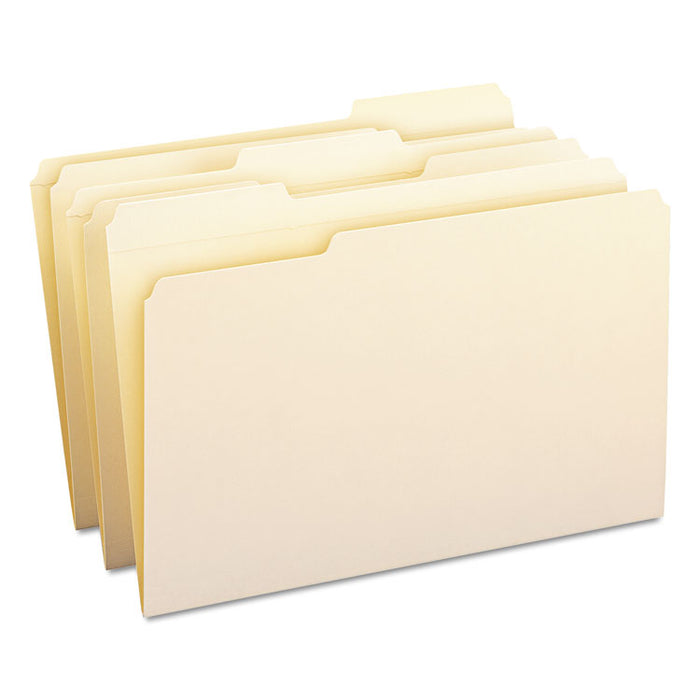 Reinforced Tab Manila File Folders, 1/3-Cut Tabs: Assorted, Legal Size, 0.75" Expansion, 11-pt Manila, 100/Box