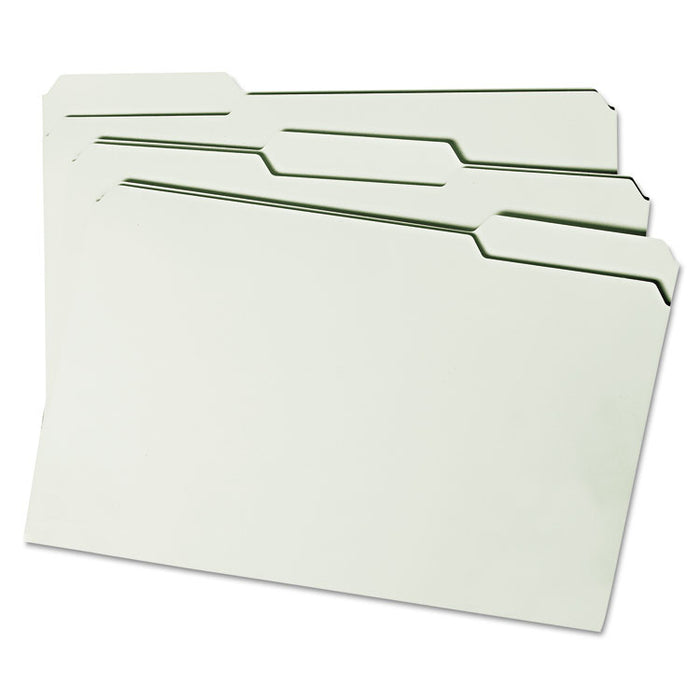 Expanding Recycled Heavy Pressboard Folders, 1/3-Cut Tabs: Assorted, Legal Size, 2" Expansion, Gray-Green, 25/Box