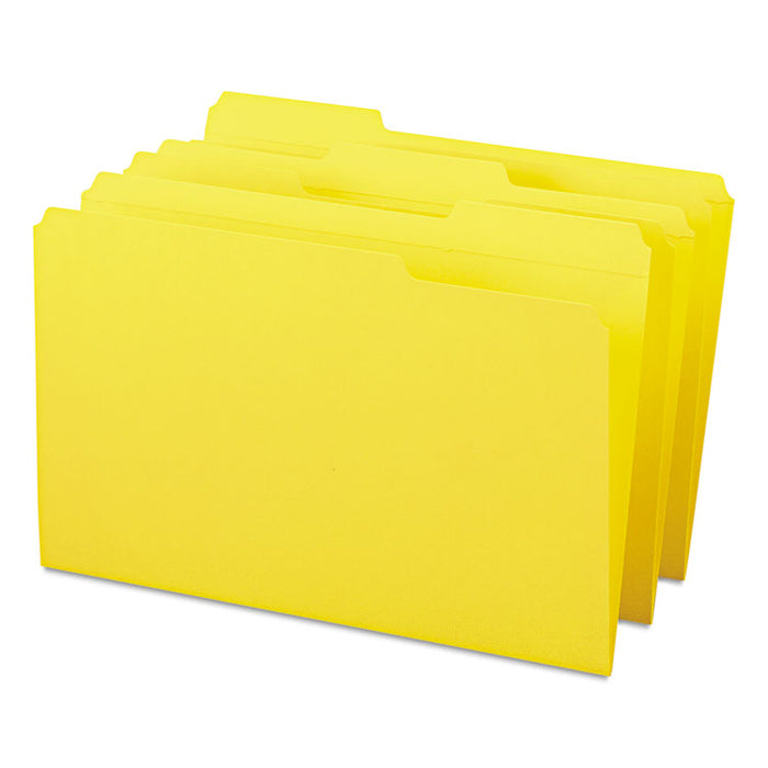 Reinforced Top Tab Colored File Folders, 1/3-Cut Tabs, Legal Size, Yellow, 100/Box
