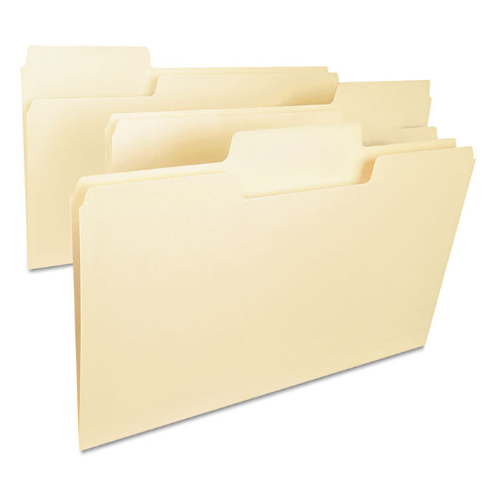 SuperTab Top Tab File Folders, 1/3-Cut Tabs: Assorted, Legal Size, 0.75" Expansion, 11-pt Manila, 100/Box