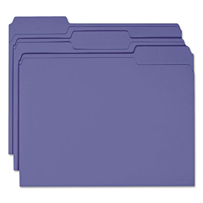 Colored File Folders, 1/3-Cut Tabs, Letter Size, Navy Blue, 100/Box