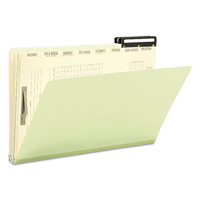 Pressboard Mortgage Folders, 8 Dividers, Legal Size, Green, 10/Box