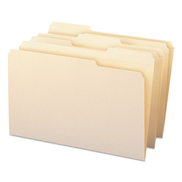 Reinforced Tab Manila File Folders, 1/3-Cut Tabs: Assorted, Legal Size, 0.75" Expansion, 11-pt Manila, 100/Box
