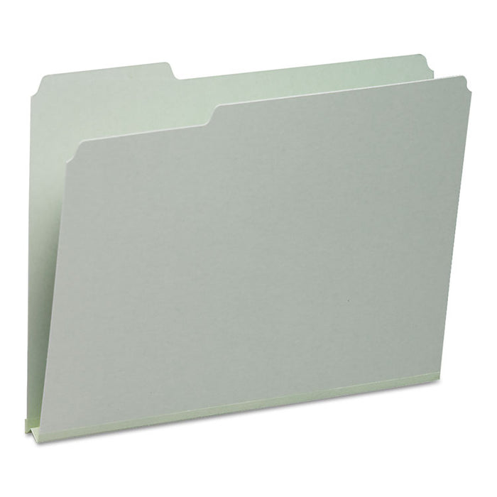 Expanding Recycled Heavy Pressboard Folders, 1/3-Cut Tabs: Assorted, Letter Size, 1" Expansion, Gray-Green, 25/Box