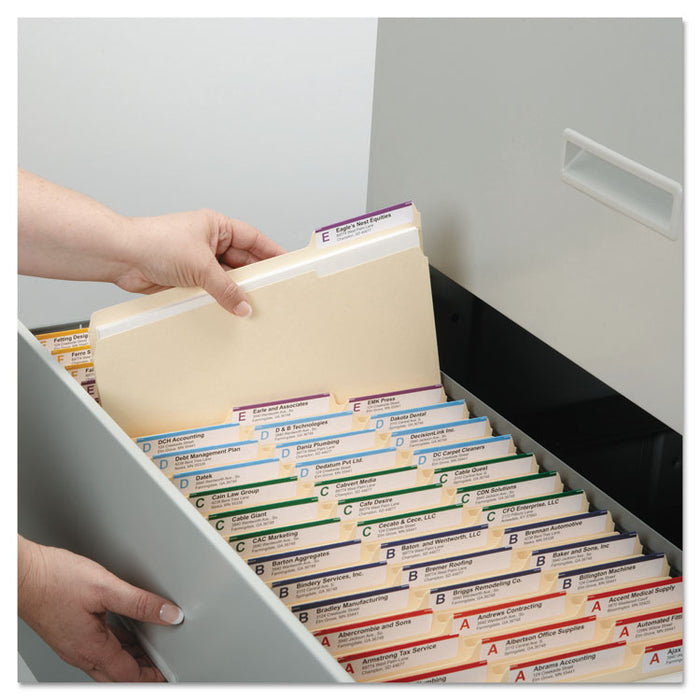 Reinforced Tab Manila File Folders, 1/3-Cut Tabs: Assorted, Legal Size, 0.75" Expansion, 11-pt Manila, 100/Box