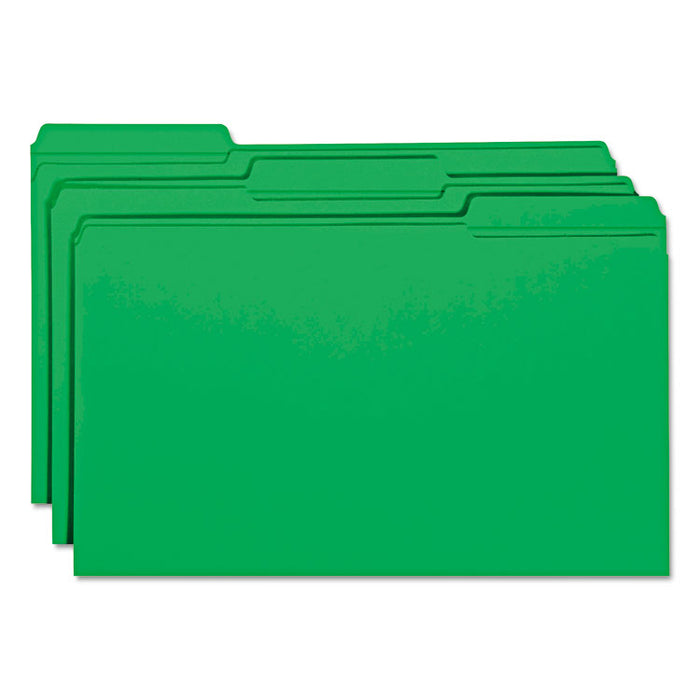 Reinforced Top Tab Colored File Folders, 1/3-Cut Tabs: Assorted, Legal Size, 0.75" Expansion, Green, 100/Box