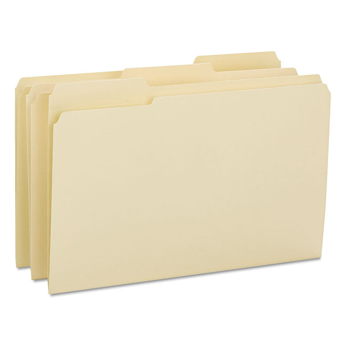 Reinforced Tab Manila File Folders, 1/3-Cut Tabs: Assorted, Legal Size, 0.75" Expansion, 14-pt Manila, 100/Box