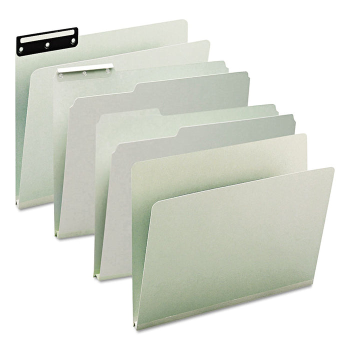 Expanding Recycled Heavy Pressboard Folders, 1/3-Cut Tabs: Assorted, Letter Size, 1" Expansion, Gray-Green, 25/Box
