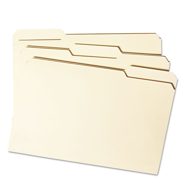 Reinforced Tab Manila File Folders, 1/3-Cut Tabs: Assorted, Legal Size, 0.75" Expansion, 11-pt Manila, 100/Box
