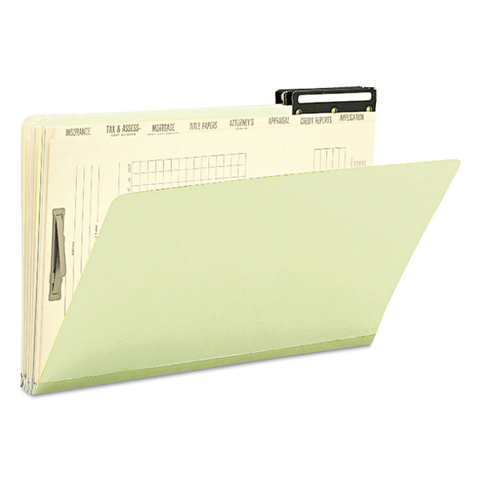 Pressboard Mortgage Folders, 8 Dividers, Legal Size, Green, 10/Box