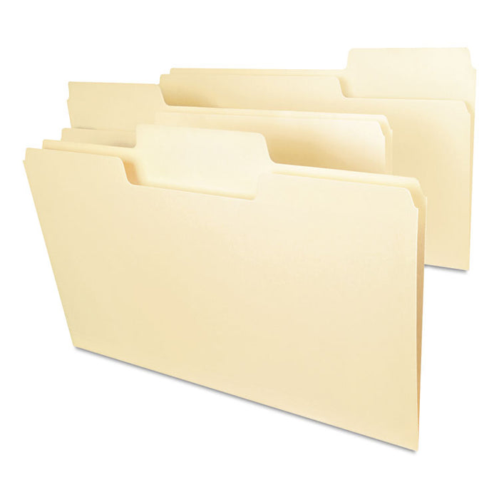 SuperTab Top Tab File Folders, 1/3-Cut Tabs: Assorted, Legal Size, 0.75" Expansion, 14-pt Manila, 50/Box