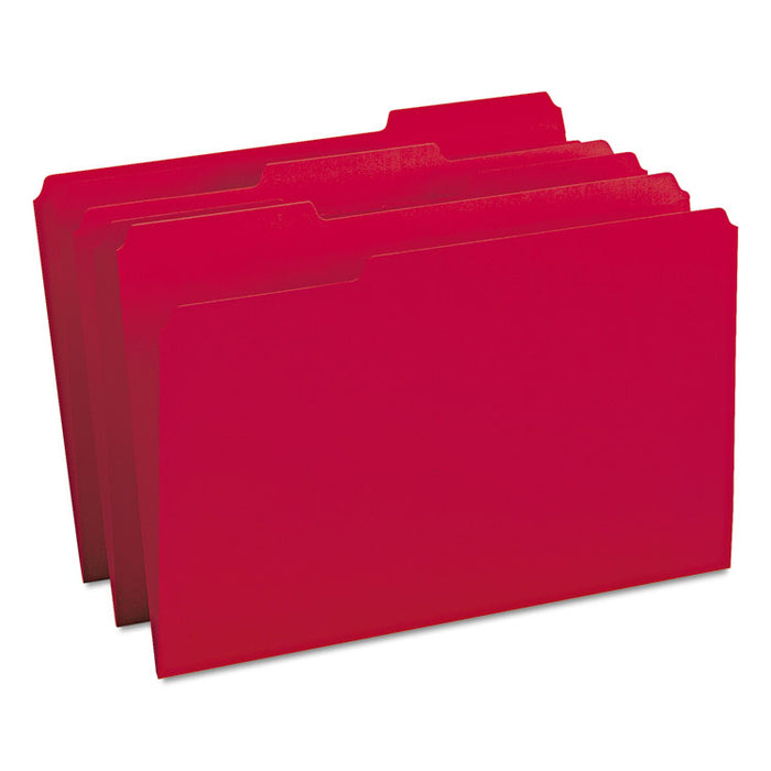 Colored File Folders, 1/3-Cut Tabs: Assorted, Legal Size, 0.75" Expansion, Red, 100/Box