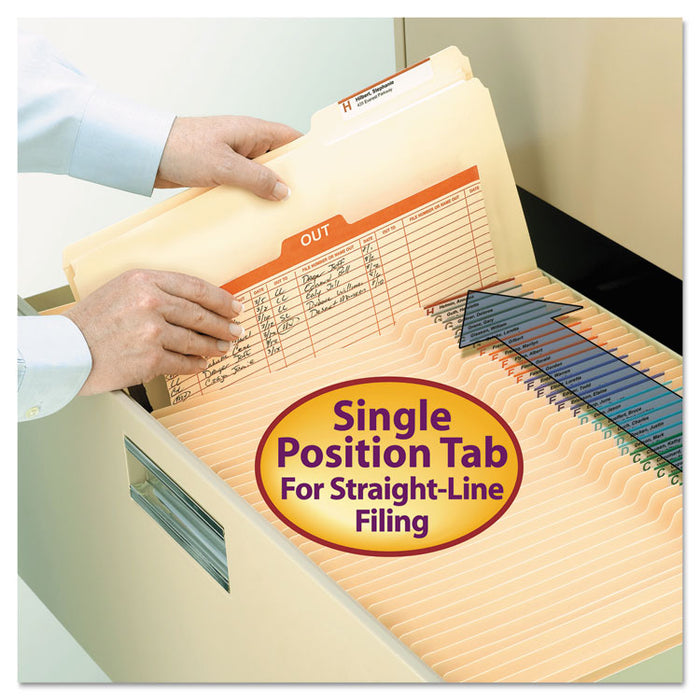 Reinforced Guide Height File Folders, 2/5-Cut Tabs: Right Position, Legal Size, 0.75" Expansion, Manila, 100/Box