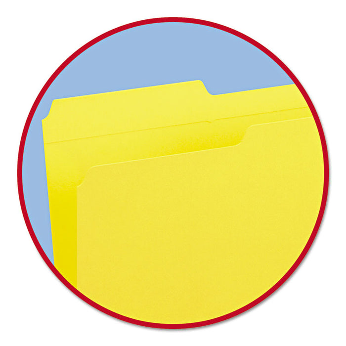 Reinforced Top Tab Colored File Folders, 1/3-Cut Tabs, Legal Size, Yellow, 100/Box