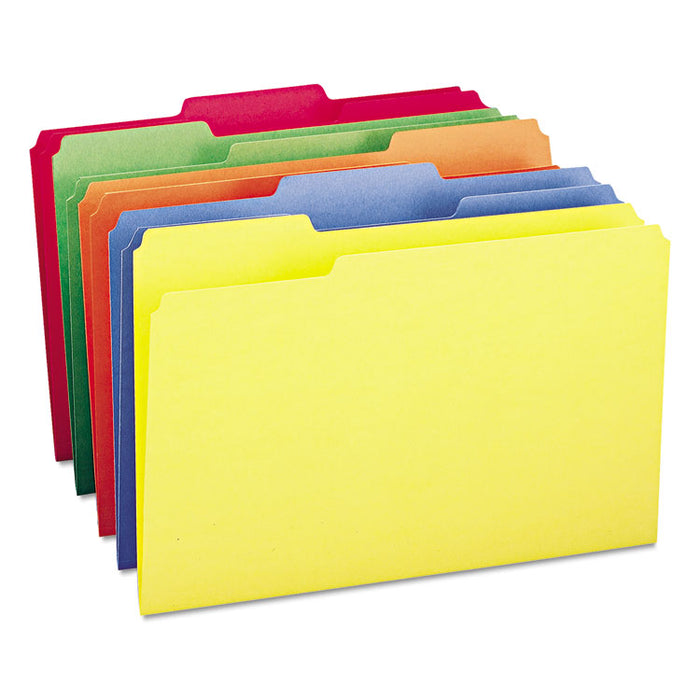 Colored File Folders, 1/3-Cut Tabs: Assorted, Legal Size, 0.75" Expansion, Red, 100/Box