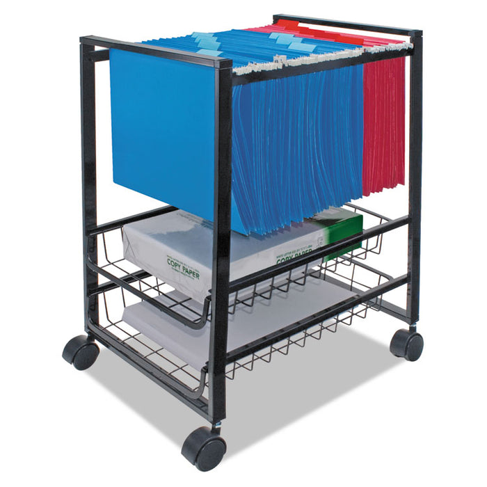 Mobile File Cart w/Sliding Baskets, 12.88w x 15d x 21.13h, Black