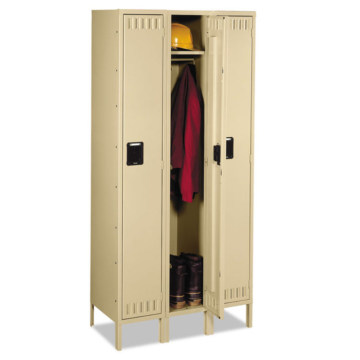 Single Tier Locker with Legs, Three Units, 36w x 18d x 78h, Sand