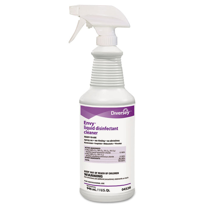 Envy Liquid Disinfectant Cleaner, Lavender, 32 oz Spray Bottle, 12/Carton