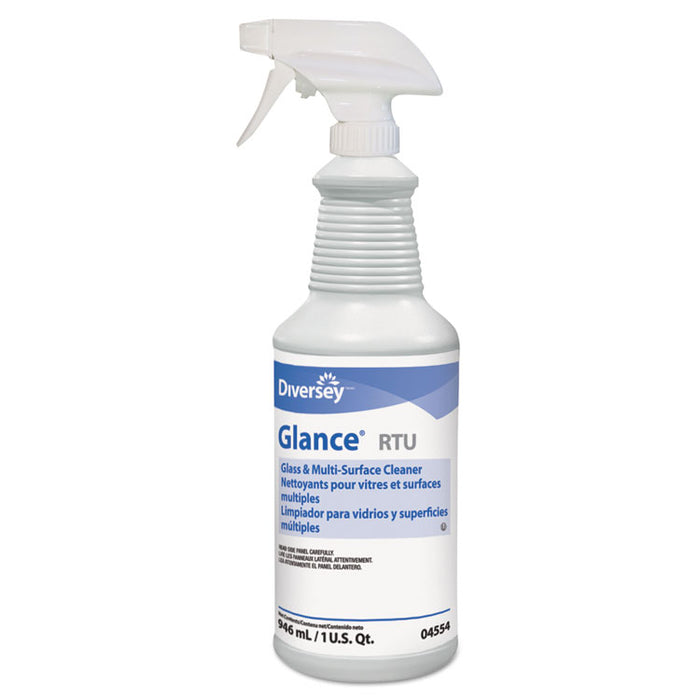 Glance Glass and Multi-Surface Cleaner, Liquid, 32 oz Spray Bottle, 12/Carton