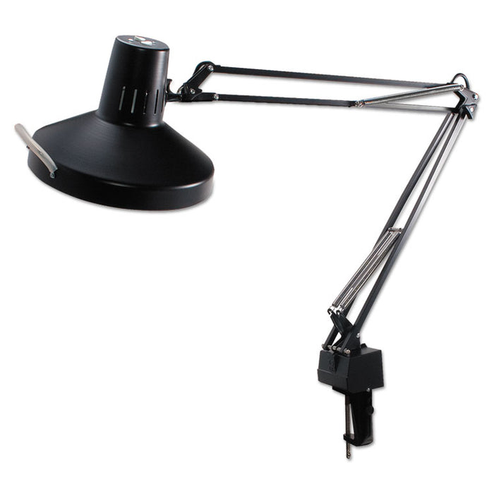 Three-Way Incandescent/Fluorescent Clamp-On Lamp, 9.38"w x 9.38"d x 44.5"h, Black