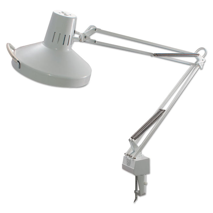 Three-Way Incandescent/Fluorescent Clamp-On Lamp, 9.38"w x 9.38"d x 44.5"h, White