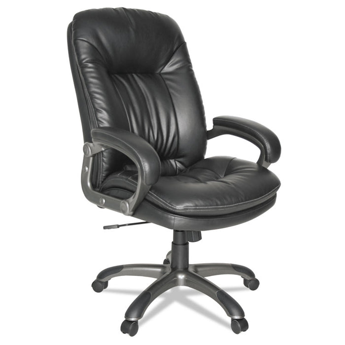 Executive Swivel/Tilt Leather High-Back Chair, Supports up to 250 lbs., Black Seat/Black Back, Black Base