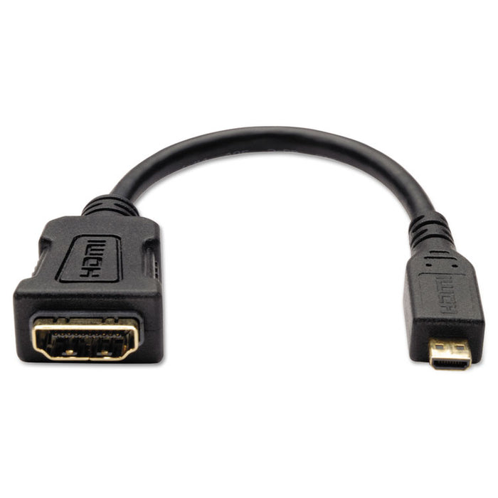 Micro HDMI to HDMI Adapter, 1920 x 1200/1080p, (Type D M/F), 6", Black