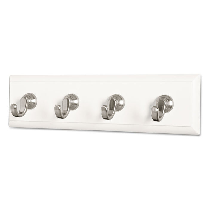 Decorative Key Rail, Plastic, Quartz/Silver, 8 x 1.5 x 2.13, 4 Hooks/Pack