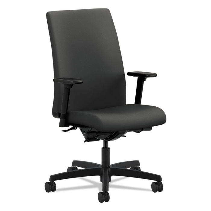 Ignition Series Mid-Back Work Chair, Supports Up to 300 lb, 17" to 22" Seat Height, Iron Ore Seat/Back, Black Base