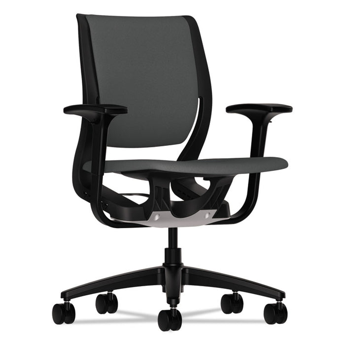 Purpose Upholstered Flexing Task Chair, Supports up to 300 lbs., Iron Ore Seat/Iron Ore Back, Black Base