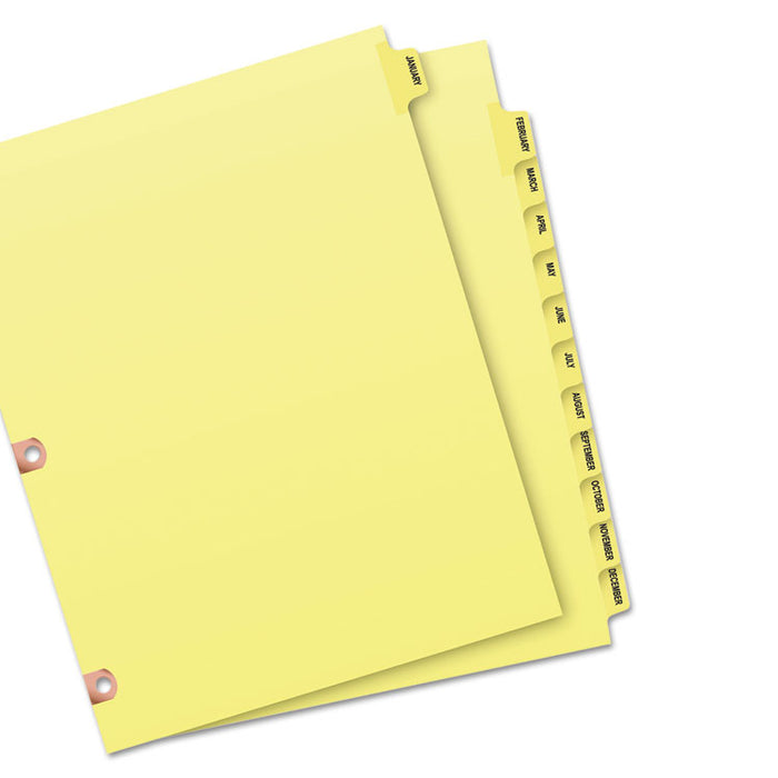 Preprinted Laminated Tab Dividers w/Copper Reinforced Holes, 12-Tab, Letter