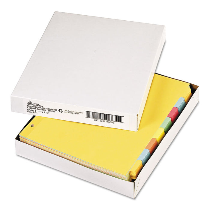 Write and Erase Plain-Tab Paper Dividers, 8-Tab, Letter, Multicolor, 24 Sets