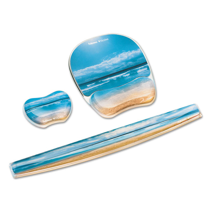 Gel Mouse Pad w/Wrist Rest, Photo, 7 7/8 x 9 1/4, Sandy Beach