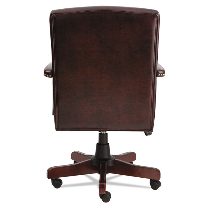 Alera Traditional Series High-Back Chair, Supports 275 lb, 18.7" to 22.63" Seat, Oxblood Burgundy Seat/Back, Mahogany Base